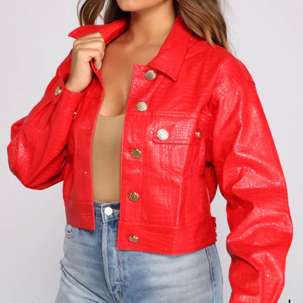 Windsor - Feelin' Bold Croc Embossed Faux Leather Jacket - size Small